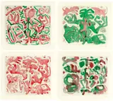 A. R. Penck, Ohne Titel, 4 Aquarelle über Kaltnadel mit Plattenton, jeweils auf Velin