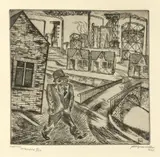 Conrad Felixmüller, Ruhrkohlenrevier, 1921, Stahlstich auf festem Papier