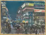 Paul Paeschke, Der Potsdamer Platz bei Nacht, Um 1929, Pastell auf Papier
