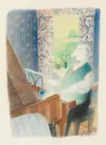 Jean-Jacques Sempé, Ohne Titel, 1981, Farbkreide und Tuschfeder über Bleistift auf Canson-Papier