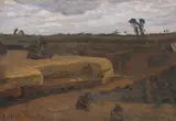 Otto Modersohn, Torfabstich im Teufelsmoor, 1907, Öl auf Pappe, auf Hartfaser aufgezogen