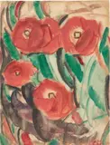 Mohnblüten by Christian Rohlfs, 1919, Aquarell auf festem Papier, sold Jun 2023
