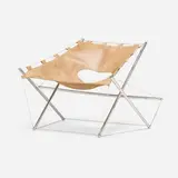 Jacques Henri Varichon, Galaxie chair, 1969, leather, chrome-plated steel, wire