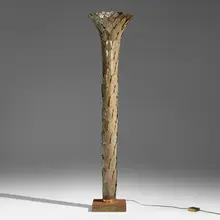 Moderne, Palm tree floor lamp, c. 1940, steel, brass