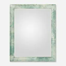 Karl Springer, Wall-hanging mirror, c. 1970, mirrored glass, lacquered faux goatskin