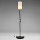 attribution Luigi Brusotti, Floor lamp, c. 1940, glass, bronze, etched and painted glass