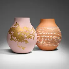 Hella Jongerius, Jonsberg vases, set of two, 2006, glazed earthenware, glazed porcelain