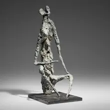 Gérard Koch, Untitled, 1961, patinated bronze, painted wood