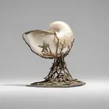 20th Century, Nautilus shell compote, silvered bronze, nautilus shell
