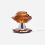attribution Maison Desny, Table lamp, c. 1930, glass, chrome-plated aluminum