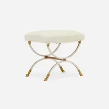 Maison Jansen, Neoclassical-style stool, c. 1960, upholstery, nickel-plated brass, brass