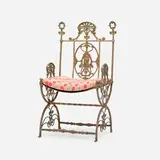Oscar Bach, Savonarola chair, brass, painted steel, upholstered cushion