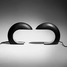 Christopher Kreiling, Nautilus Study desk lamps, pair, 2018, patinated and polished stainless steel