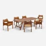 Tuvalu dining set by Pacific Green Furniture, c. 1995, palmwood, steel, leather, rope, sold Mar 2026