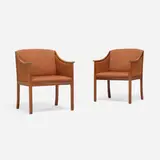 Ole Wanscher, Chairs, pair, c. 1955, upholstery, mahogany