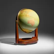 Replogle Globes, Library Globe, c. 1955, lacquered paper, brass, mahogany