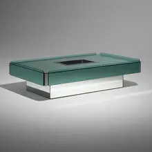 Fontana Arte, Coffee table, c. 1975, glass, mirrored glass, chrome-plated steel