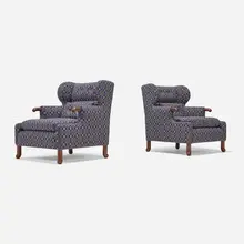 Canett lounge chairs, pair by Tyler Hays, upholstery, Claro walnut, sold Mar 2026