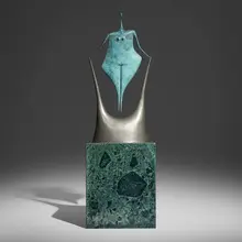 Philippe Hiquily, Pasiphae, 1985, patinated bronze, zinc-plated brass, marble