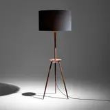 Tripod floor lamp by Tyler Hays, Claro walnut, fabric shade, sold Mar 2026