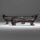 Judy Kensley McKie, Panther coffee table, 1989, patinated bronze, glass