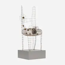 Harry Kramer, Untitled (Chair), steel wire, wood, motor