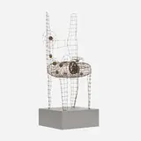 Harry Kramer, Untitled (Chair), steel wire, wood, motor