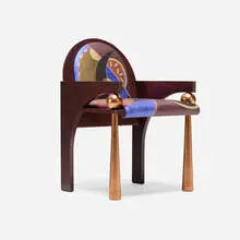 Norman Petersen, Chair, c. 1980, lacquered wood, painted upholstery