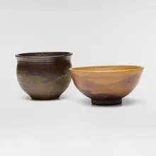 Bowls, set of two by Toshiko Takaezu, c. 1980, glazed stoneware, sold Aug 2026