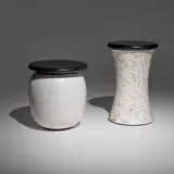Kevin Osborn, Occasional tables, set of two, 1998, glazed earthenware, marble
