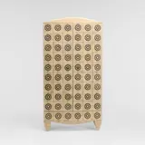 John Eric Byers, Bar cabinet, 1998, carved and painted wood, brass