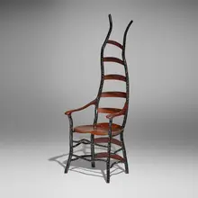 Jon Brooks, Ladderback chair, 1997, walnut, lacquered wood, colored pencil