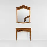 Silas Kopf, Elephant hallway table and mirror, 1998, tropical hardwood, marquetry, mirrored glass