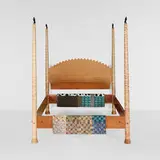 Queen-sized bed frame with bird finials by Peter Diepenbrock and Bradford Woodworking, 1994, cherry, carved and washed wood, carved resin, sold Aug 2026