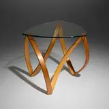 Rolf Pechukas, Occasional table, laminated ash, glass