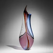 Afro Celotto, Tall vessel, 2006, hand-blown glass, partial battuto and inciso surface