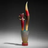 José Chardiet, Mesa, 2012, hot-sculpted, cast, and sandblasted glass, copper, gold leaf, pigment