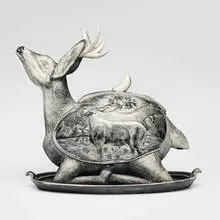 David Regan, Stag tureen, 1994, glazed porcelain with sgraffito decoration