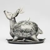 David Regan, Stag tureen, 1994, glazed porcelain with sgraffito decoration
