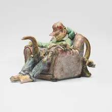 Jack Earl, Untitled (figural teapot with dogs), 1993, glazed porcelain