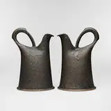 Anne Hirondelle, Pitchers, pair, c. 1995, soda-fired glazed stoneware