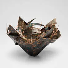 John Garrett, Homage to Lylah, 1993, patinated copper, copper wire, beads and rivets