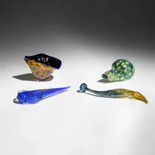 Collection of four elements by Dale Chihuly, hand-blown glass, sold Aug 2026