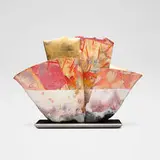Bennett Bean, Pair on Base #567, c. 2000, pit-fired, painted, and gilt earthenware