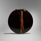 Brother Thomas Bezanson, Pillow vase, tenmoku and kaki-glazed porcelain