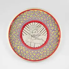 Roberto Lugo, Ghostface Killah portrait plate, 2015, glazed porcelain with ceramic decal