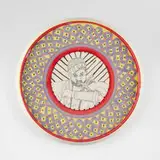 Roberto Lugo, Ghostface Killah portrait plate, 2015, glazed porcelain with ceramic decal