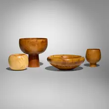 Ed Moulthrop, Collection of four works, c. 1970-1987, walnut, ashleaf maple, orangewood
