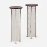 Philippe Starck, Occasional tables from the Royalton Hotel, pair, 1988, mahogany, stainless steel