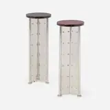 Philippe Starck, Occasional tables from the Royalton Hotel, pair, 1988, mahogany, stainless steel